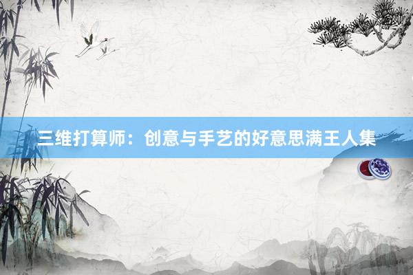 三维打算师：创意与手艺的好意思满王人集